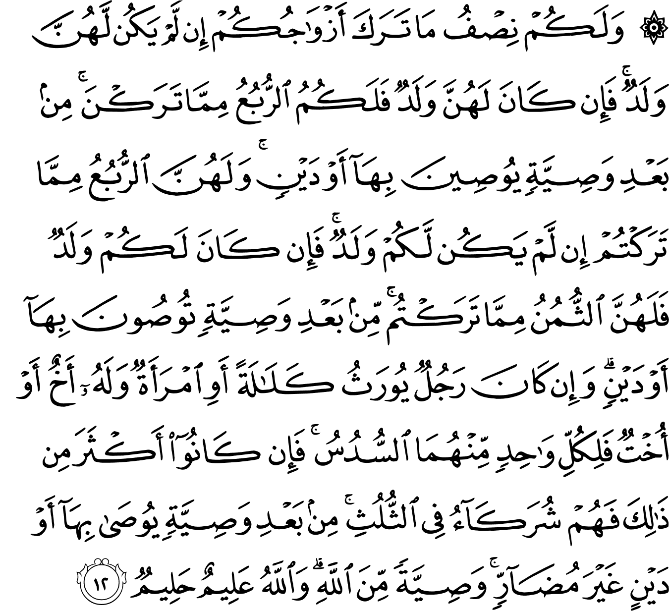 Surat An-Nisa' [4:12] - The Noble Qur'an - القرآن الكريم
